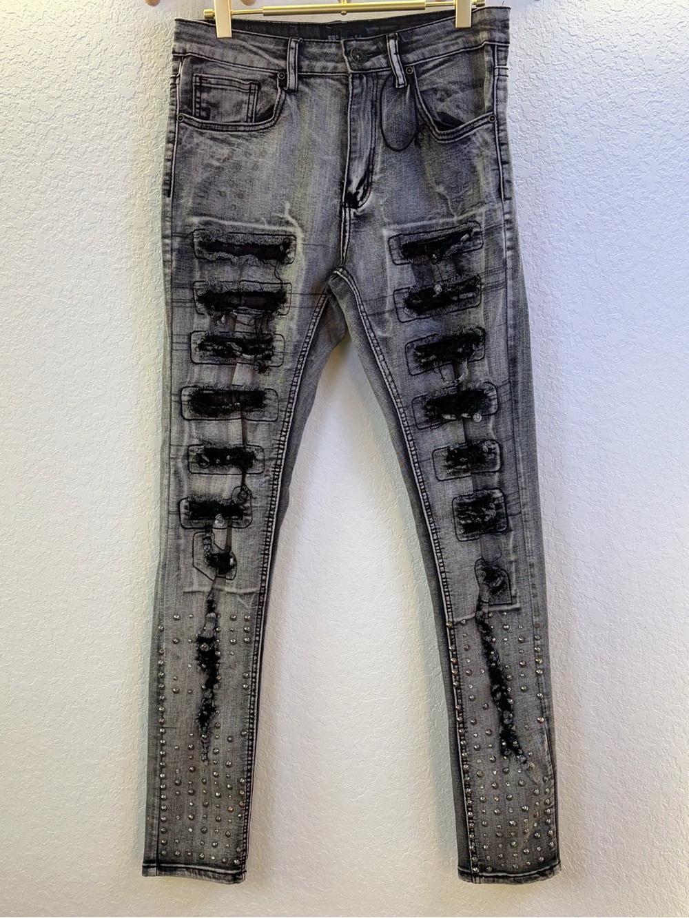 Waimea Distressed Studded Men’s Skinny Fit Jeans W 30 x L 32